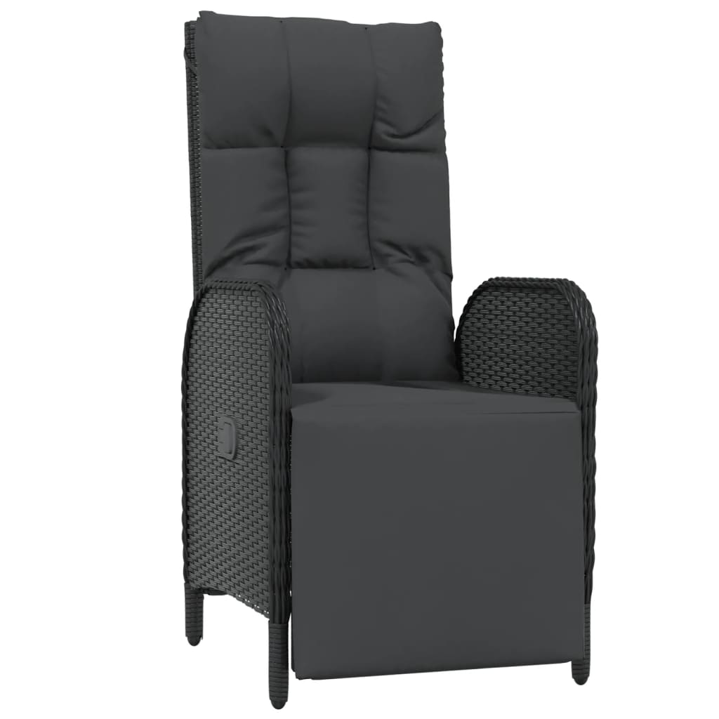 vidaXL Chaises inclinables d'extérieur et coussins lot de 2 Poly rotin