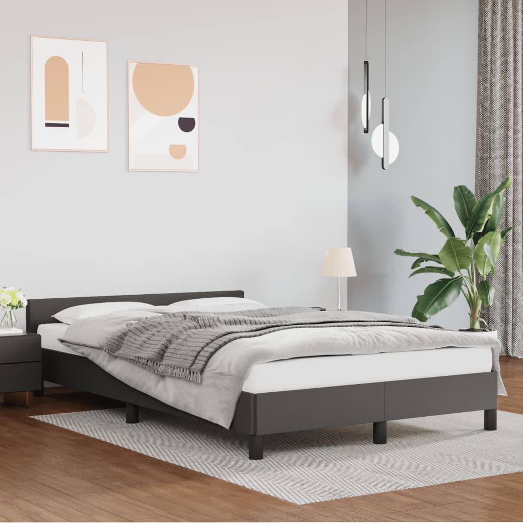 vidaXL Cadre de lit avec tête de lit gris 120x190 cm similicuir