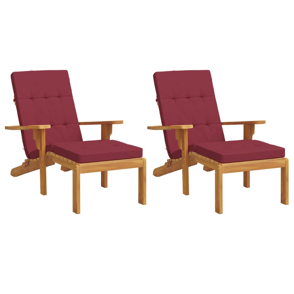 vidaXL Coussins de chaise longue lot de 2 rouge bordeaux tissu oxford
