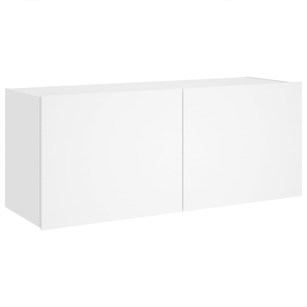 vidaXL Meuble TV mural avec lumières LED blanc 100x35x41 cm