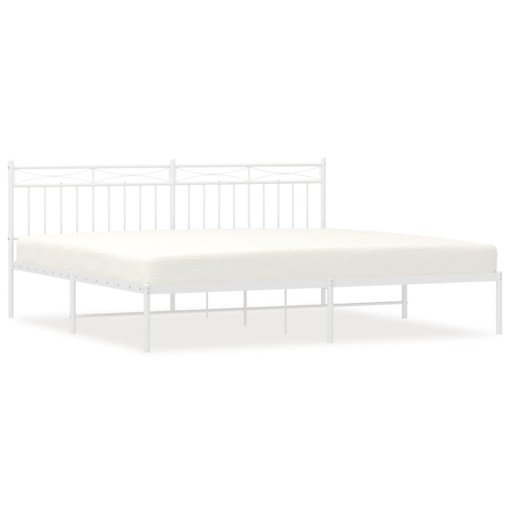 vidaXL Cadre de lit métal sans matelas et tête de lit blanc 193x203 cm