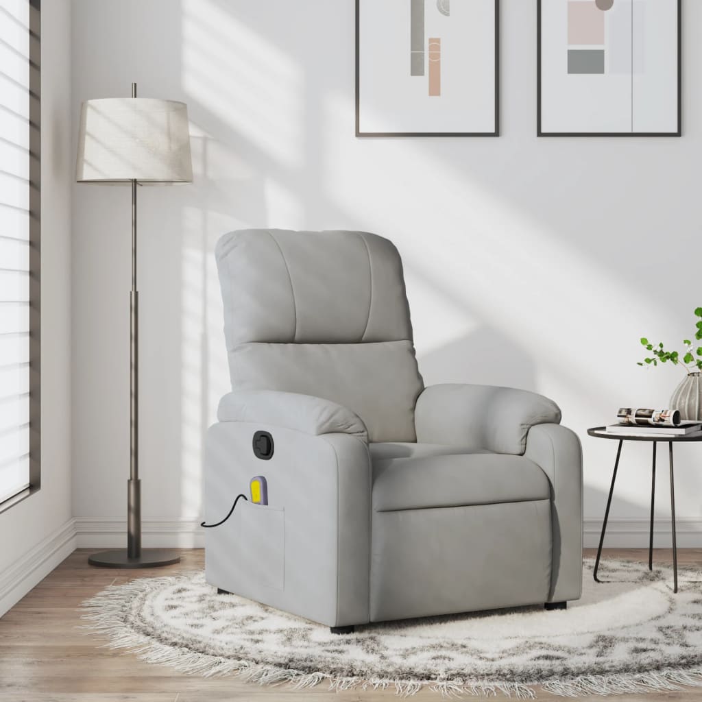 vidaXL Fauteuil inclinable de massage gris clair tissu microfibre