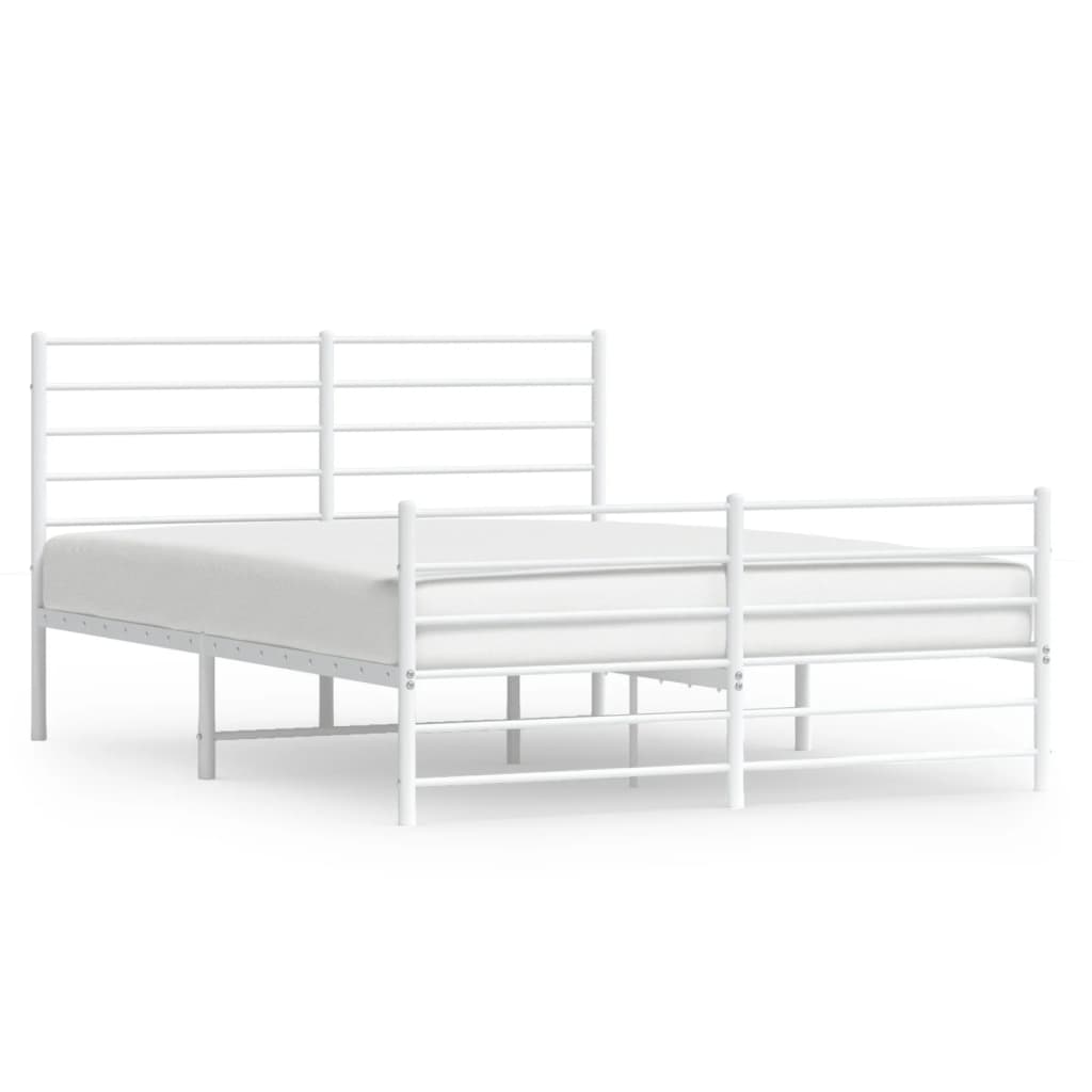 vidaXL Cadre de lit métal sans matelas et pied de lit blanc 135x190 cm