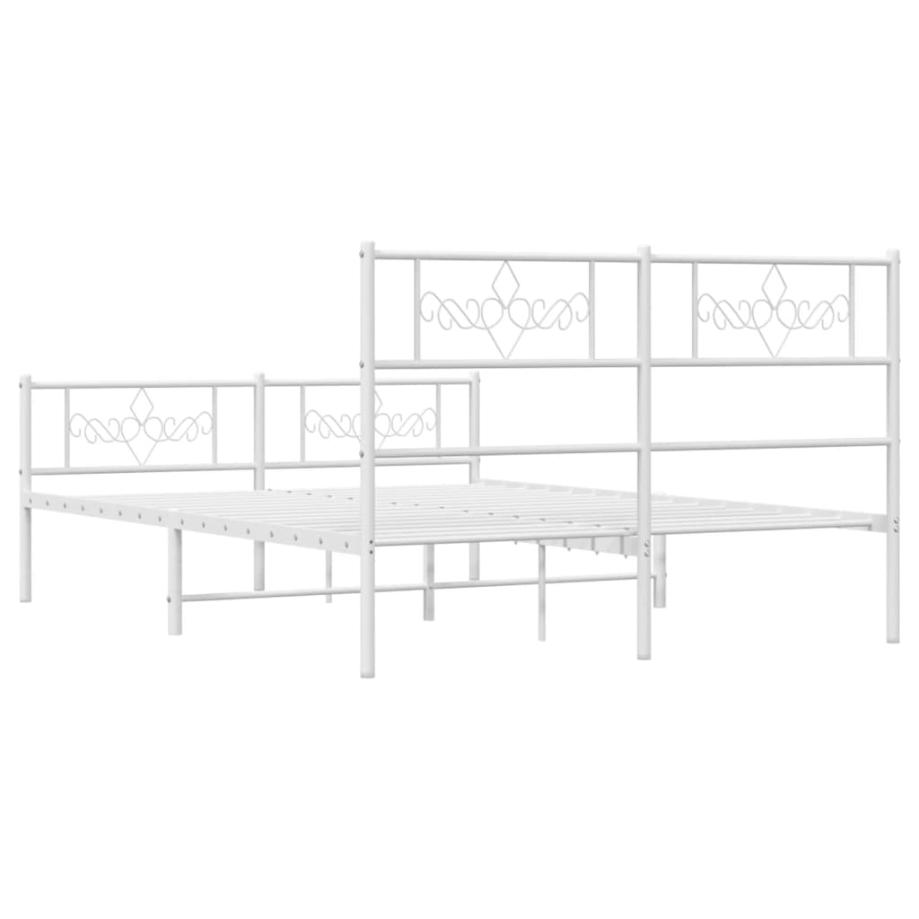 vidaXL Cadre de lit métal sans matelas et pied de lit blanc 120x190 cm