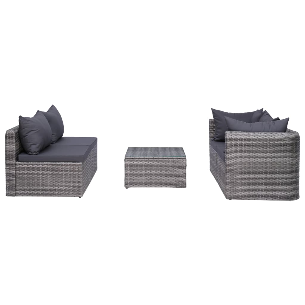 vidaXL Salon de jardin 7 pcs avec coussins Résine tressée Gris