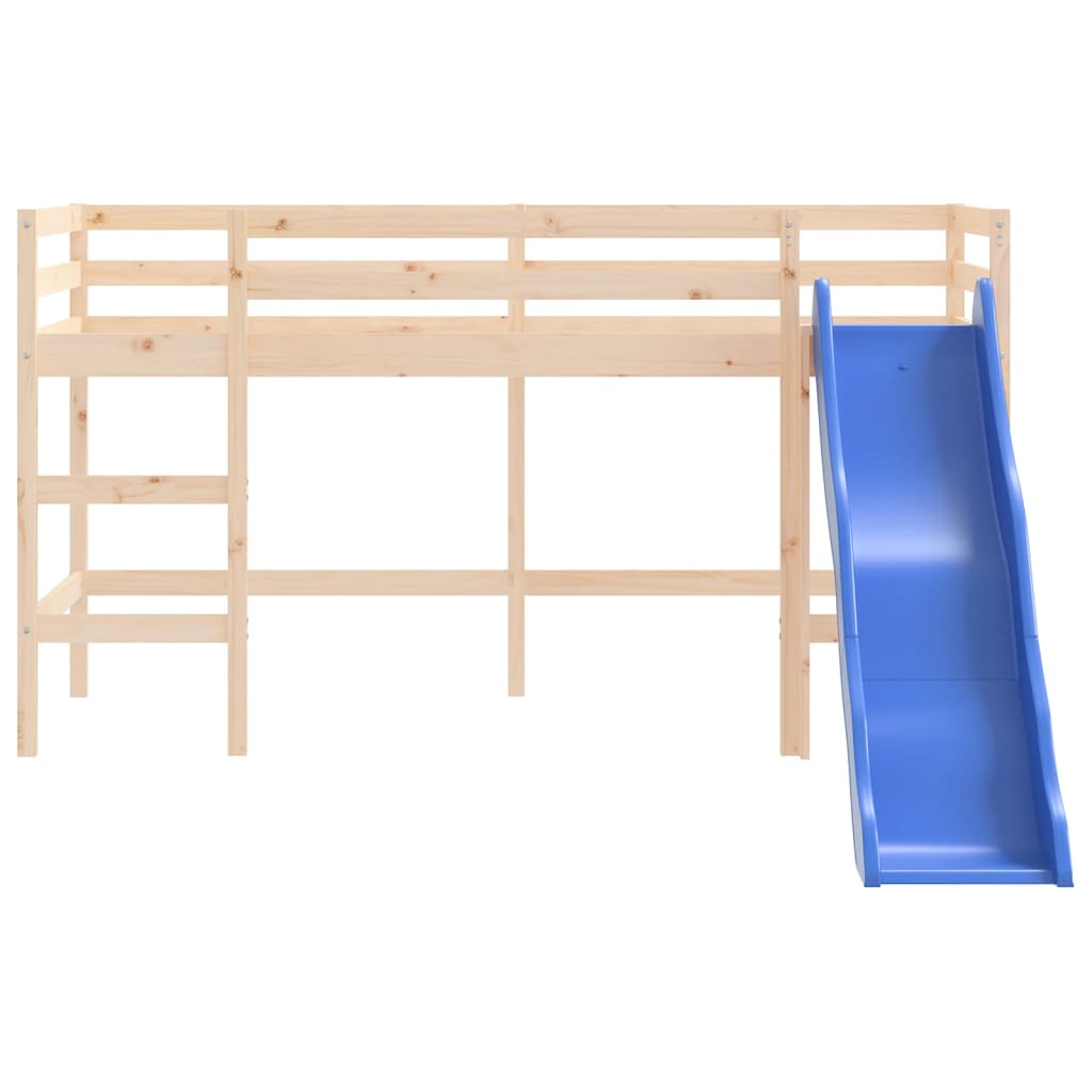 vidaXL Lit mezzanine enfants toboggan 90x190 cm bois pin massif