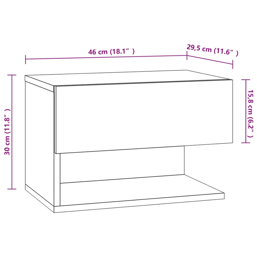 vidaXL Tables de chevet murales 2 pcs Chêne sonoma