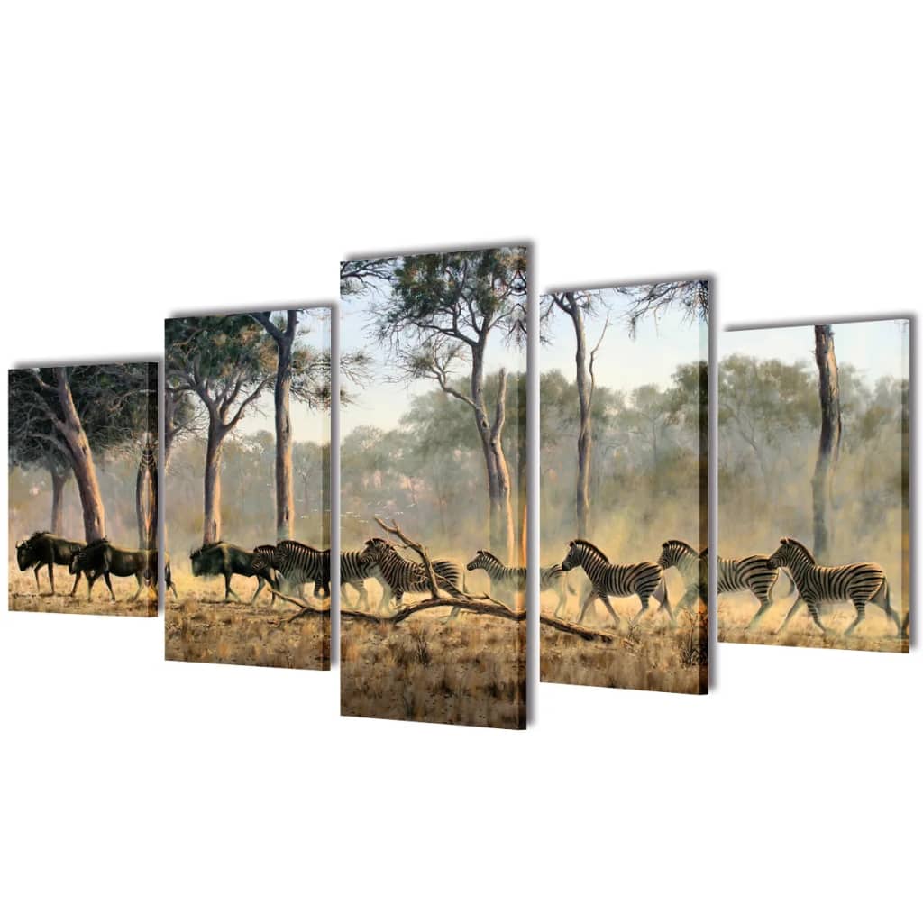 Set de toiles murales imprimées Zèbres 100 x 50 cm