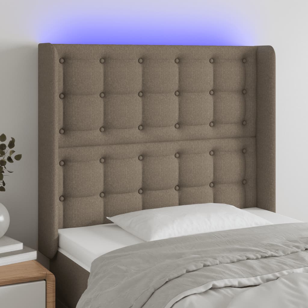 vidaXL Tête de lit à LED Taupe 103x16x118/128 cm Tissu