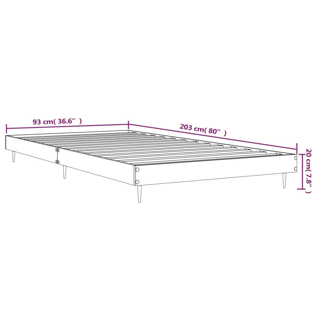 vidaXL Cadre de lit sans matelas chêne marron 90x200cm bois ingénierie