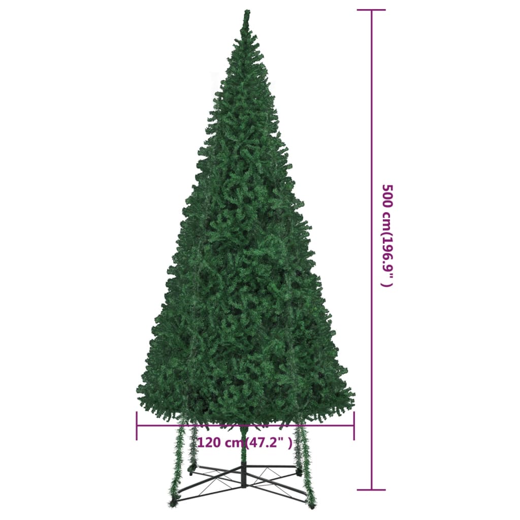 vidaXL Sapin de Noël artificiel avec support 500 cm Vert