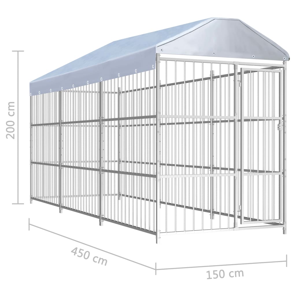 vidaXL Chenil d'extérieur avec toit pour chiens 450 x 150 x 200 cm