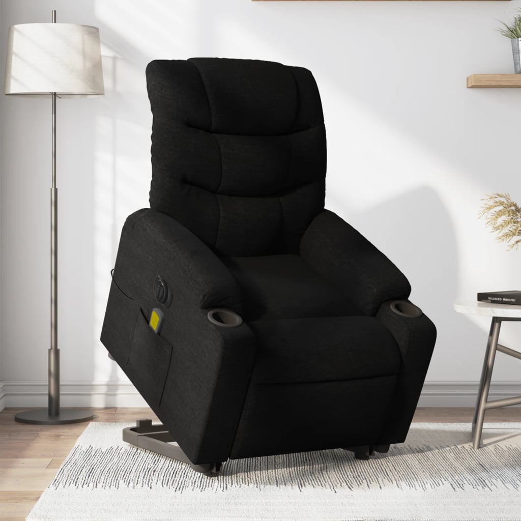 vidaXL Fauteuil inclinable de massage électrique Noir Tissu