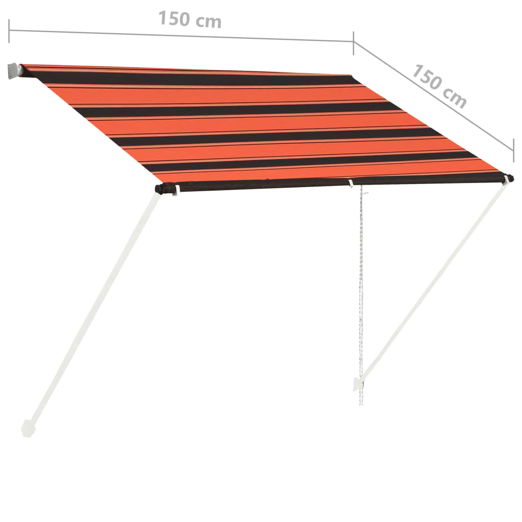 vidaXL Auvent rétractable 150x150 cm Orange et marron