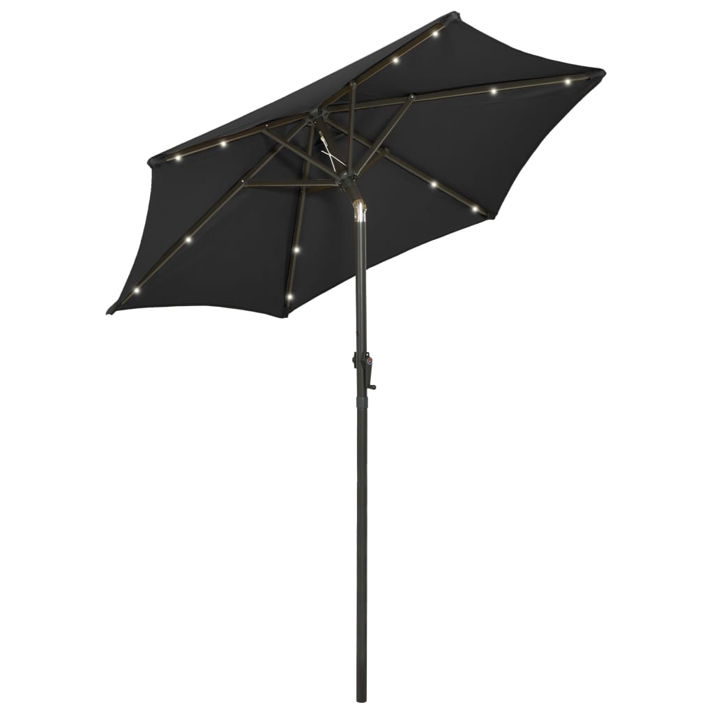 vidaXL Parasol de jardin avec lumières LED noir 200x211 cm aluminium