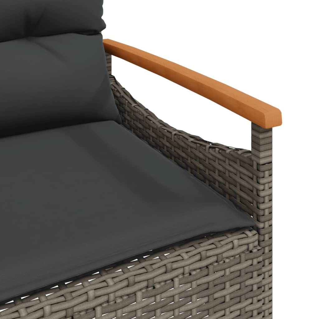 vidaXL Banc de jardin avec coussins 116x62,5x74 cm gris résine tressée