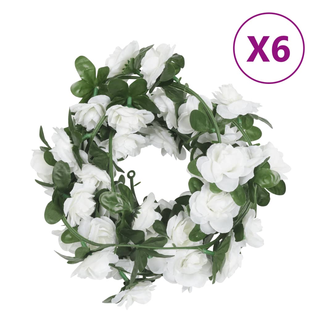 vidaXL Guirlandes de fleurs de Noël 6 pcs blanc 240 cm