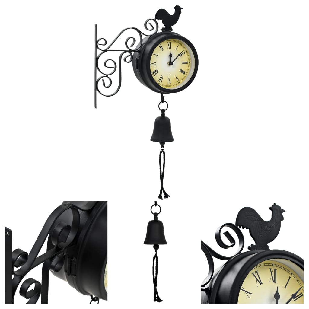 vidaXL Horloge murale de jardin avec thermomètre vintage