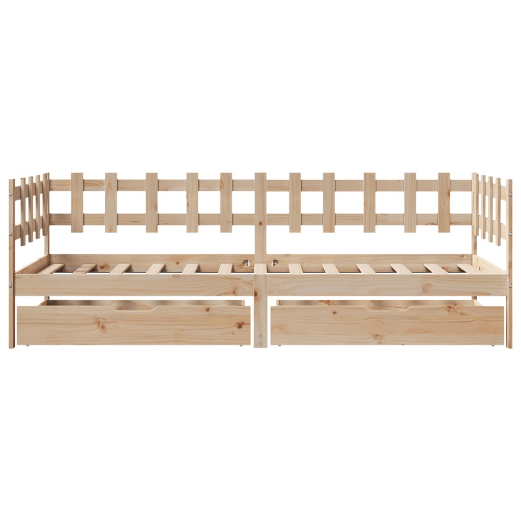 vidaXL Lit de jour avec tiroirs sans matelas 90x200 cm bois massif