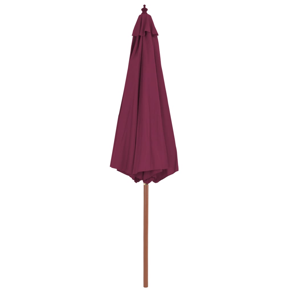 vidaXL Parasol d'extérieur avec mât en bois 300 cm rouge bordeaux