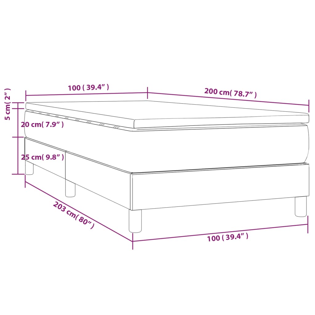 vidaXL Sommier à lattes de lit avec matelas Rose 100x200 cm Velours