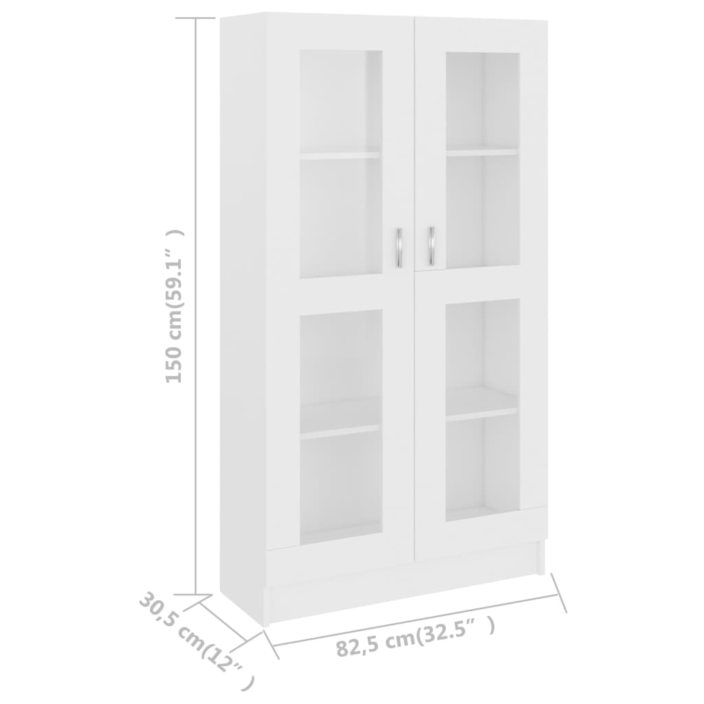 vidaXL Armoire à vitrine Blanc 82,5x30,5x150 cm Aggloméré