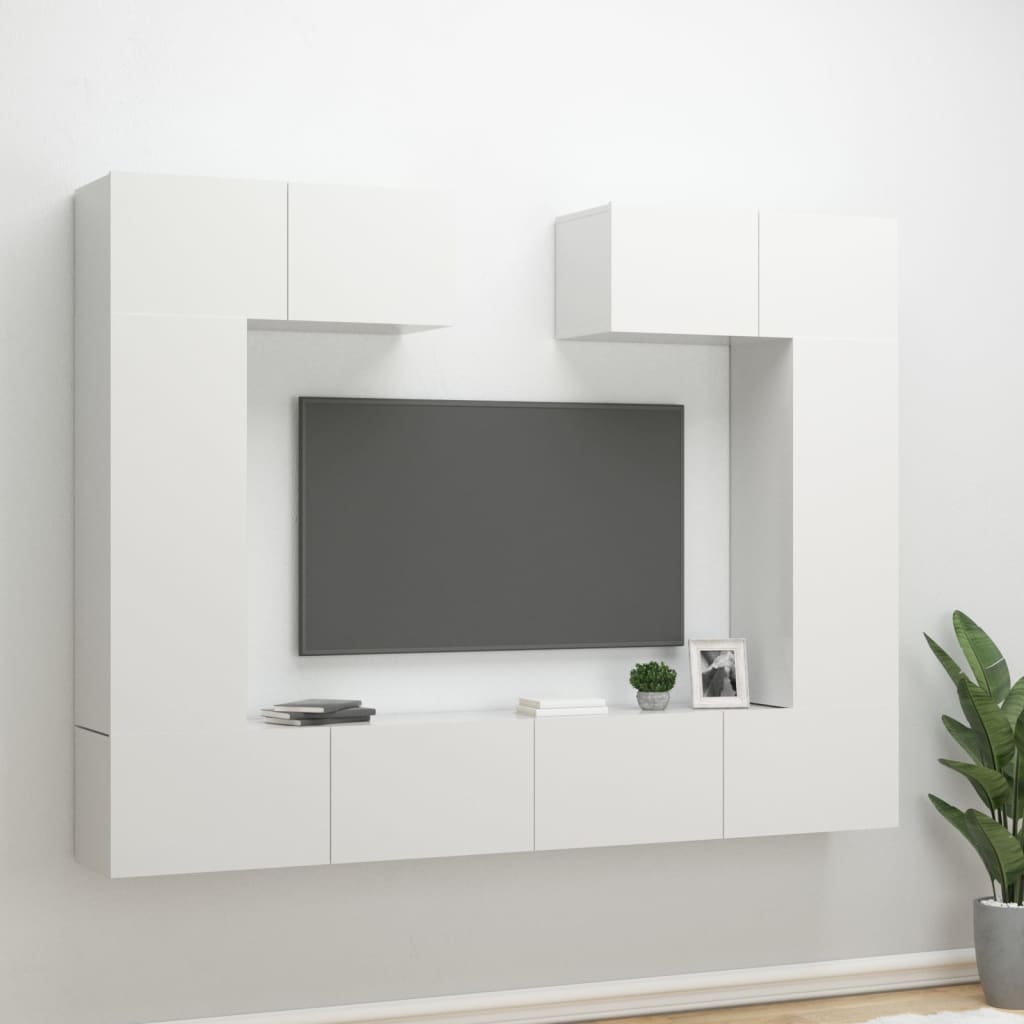 vidaXL Ensemble de meubles TV 6 pcs Blanc brillant Bois d'ingénierie