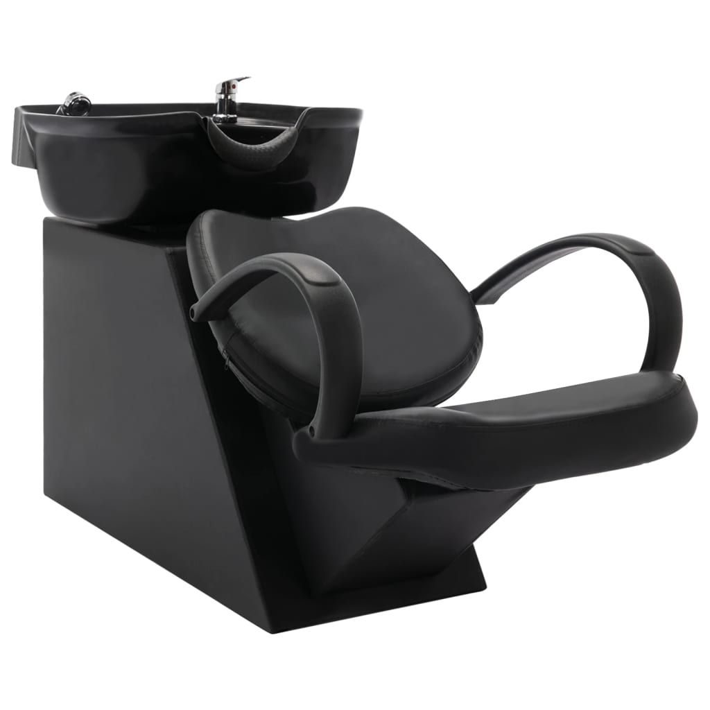 vidaXL Chaise de salon avec lavabo Noir Similicuir