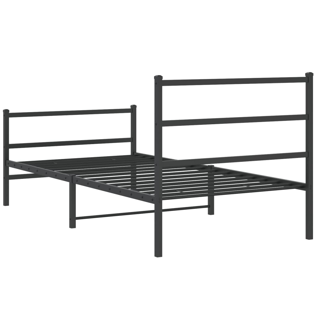 vidaXL Cadre de lit métal sans matelas avec pied de lit noir 100x190cm