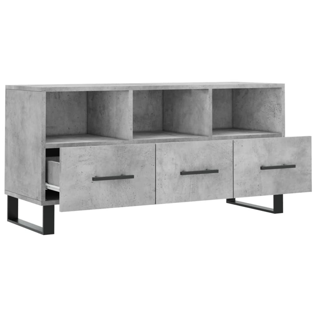 vidaXL Meuble TV gris béton 102x36x50 cm bois d'ingénierie