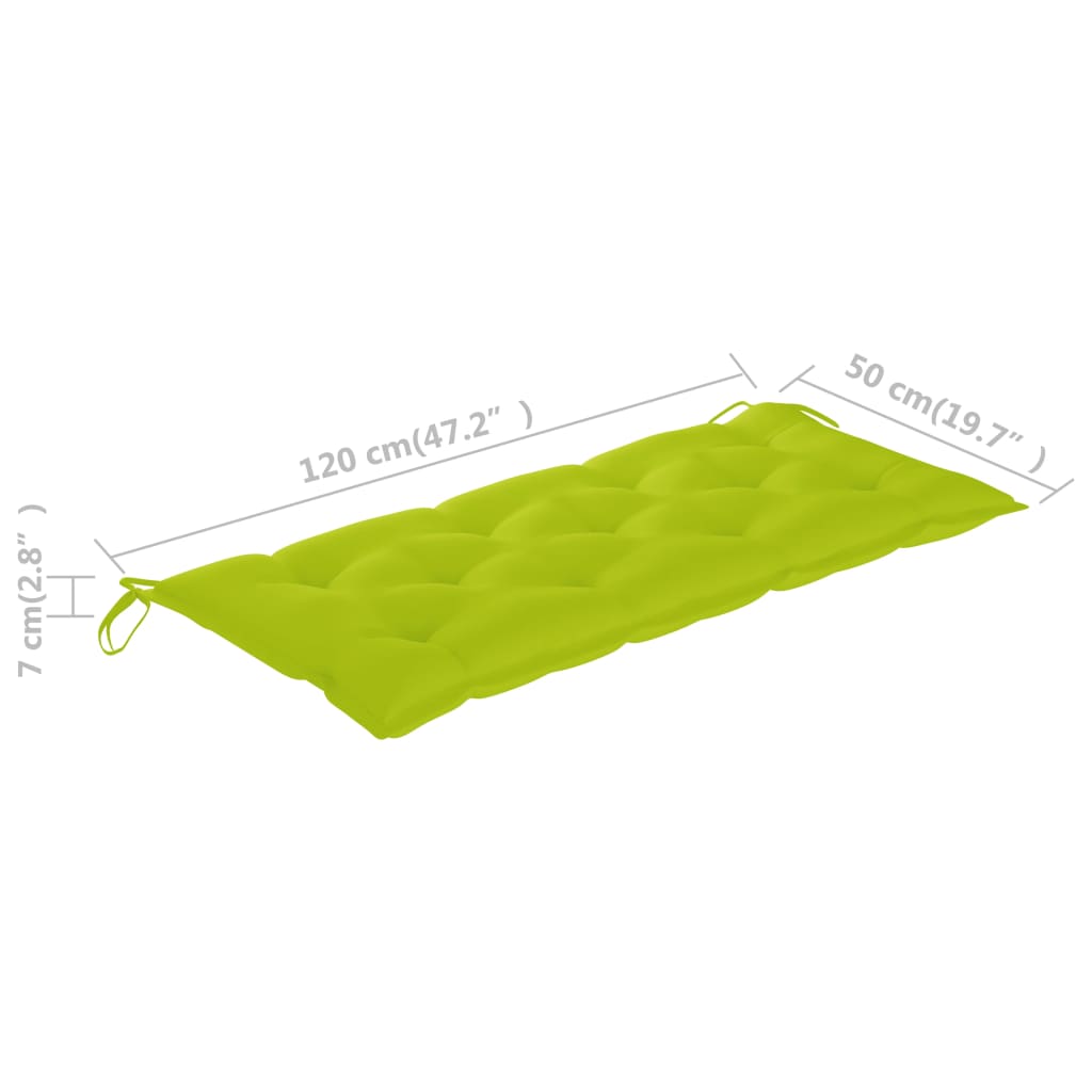 vidaXL Balancelle avec coussin vert vif 170 cm Bois de teck solide