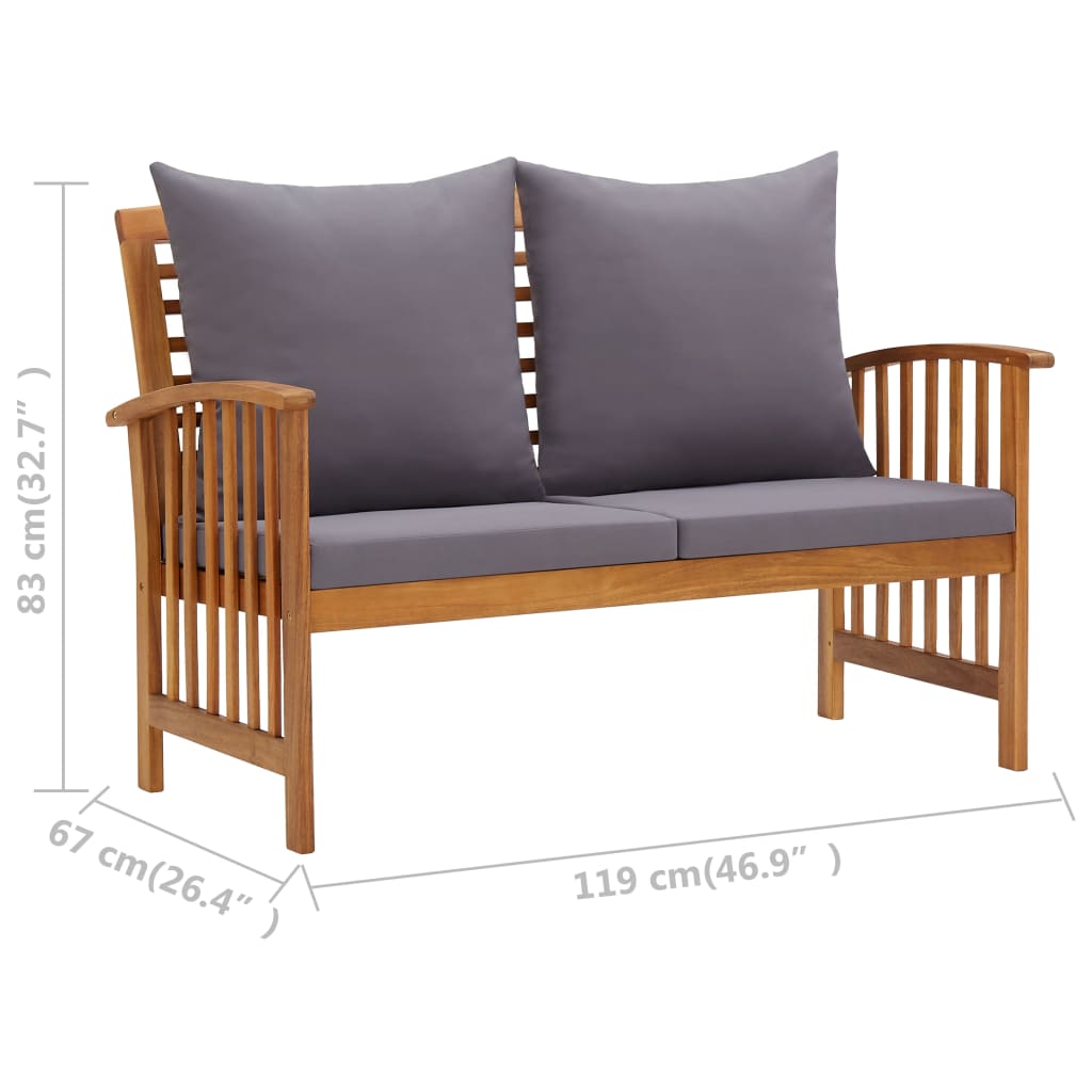 vidaXL Salon de jardin 3 pcs avec coussins Bois d'acacia massif