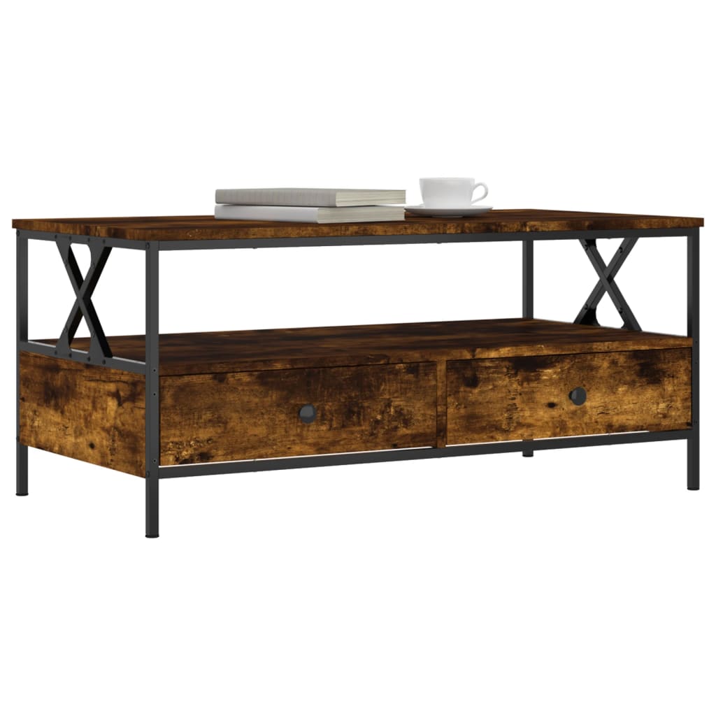 vidaXL Table basse chêne fumé 100x51x45 cm bois d'ingénierie