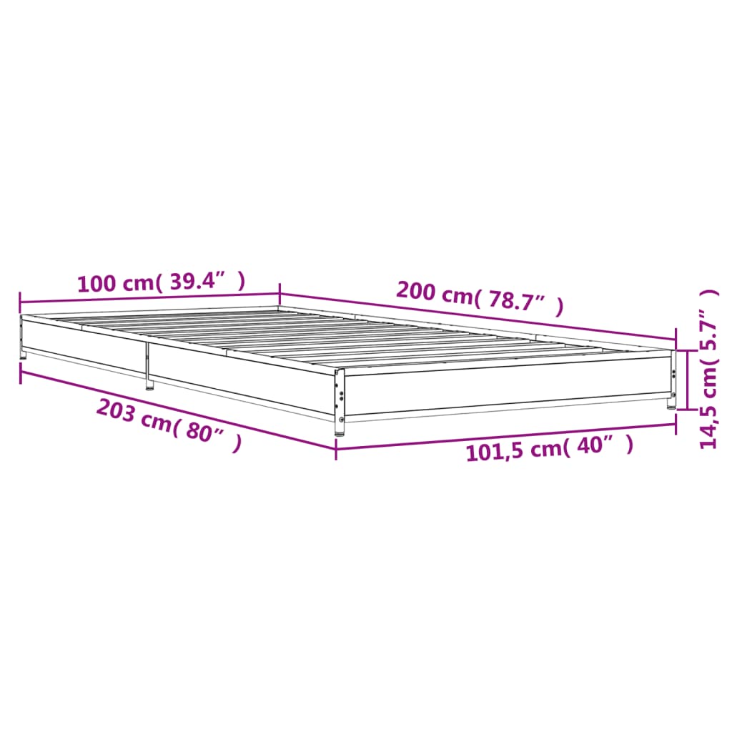 vidaXL Cadre de lit sans matelas chêne sonoma 100x200 cm