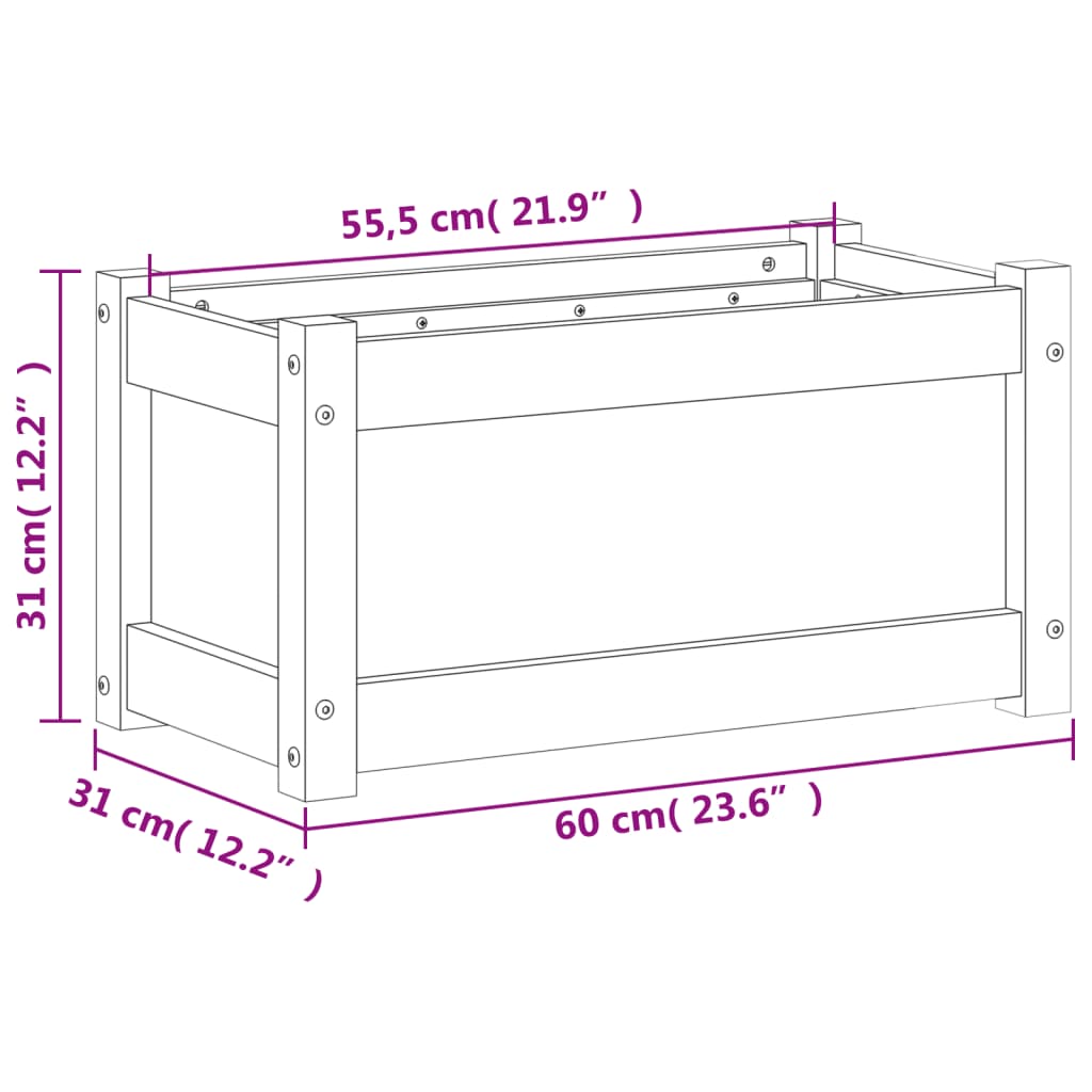 vidaXL Jardinière d'extérieur 60x31x31 cm bois de pin massif