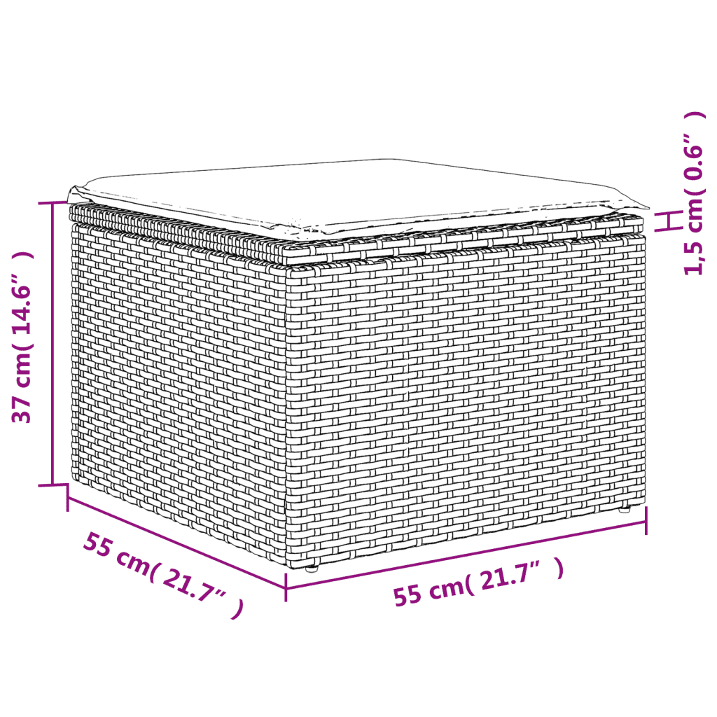 vidaXL Salon de jardin 9 pcs avec coussins noir résine tressée