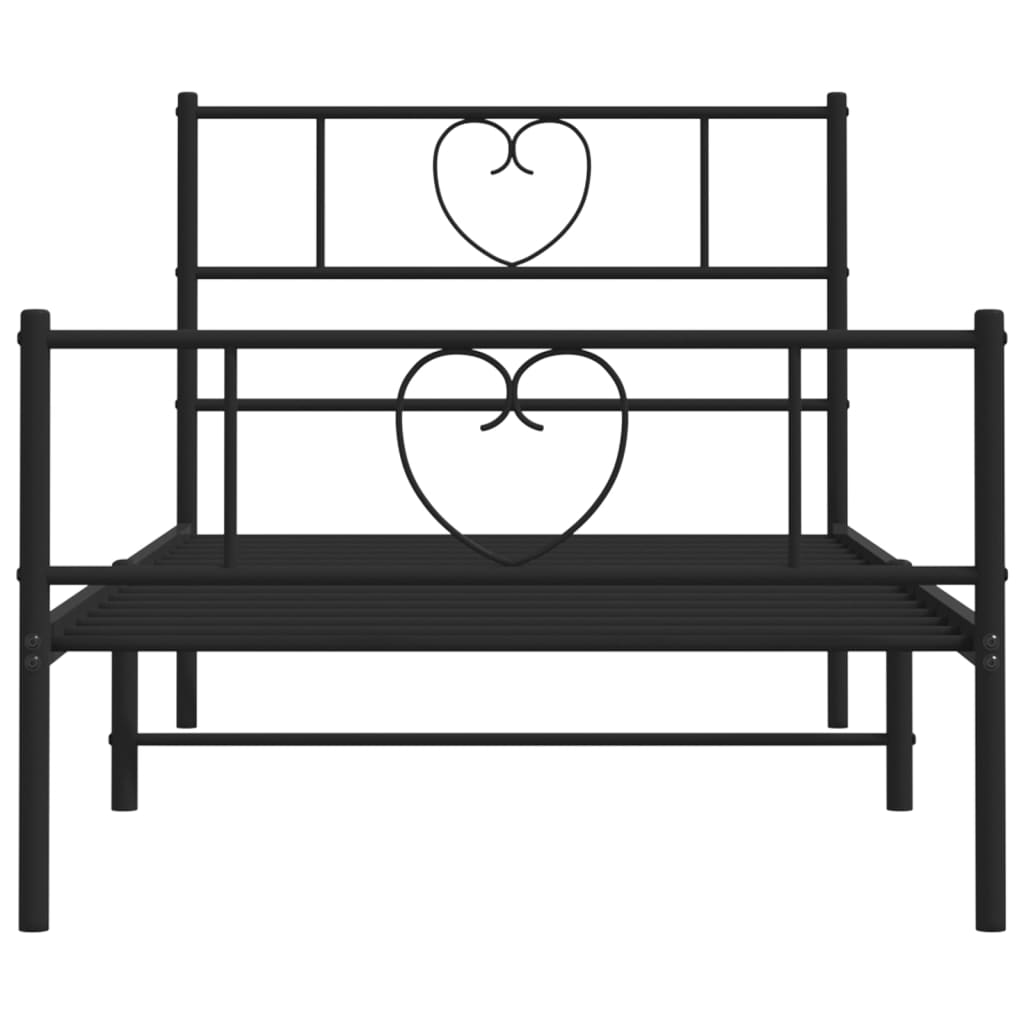 vidaXL Cadre de lit métal sans matelas avec pied de lit noir 100x190cm