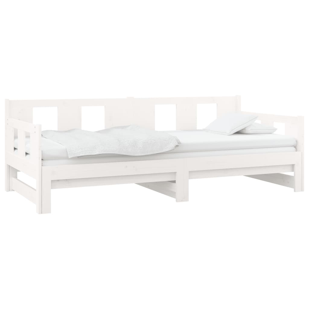 vidaXL Lit coulissant Blanc Bois de pin solide 2x(90x190) cm