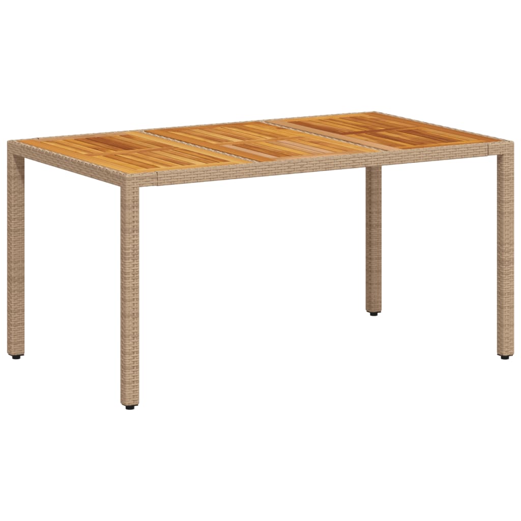 vidaXL Table de jardin beige 150x90x75 cm résine tressée bois d'acacia