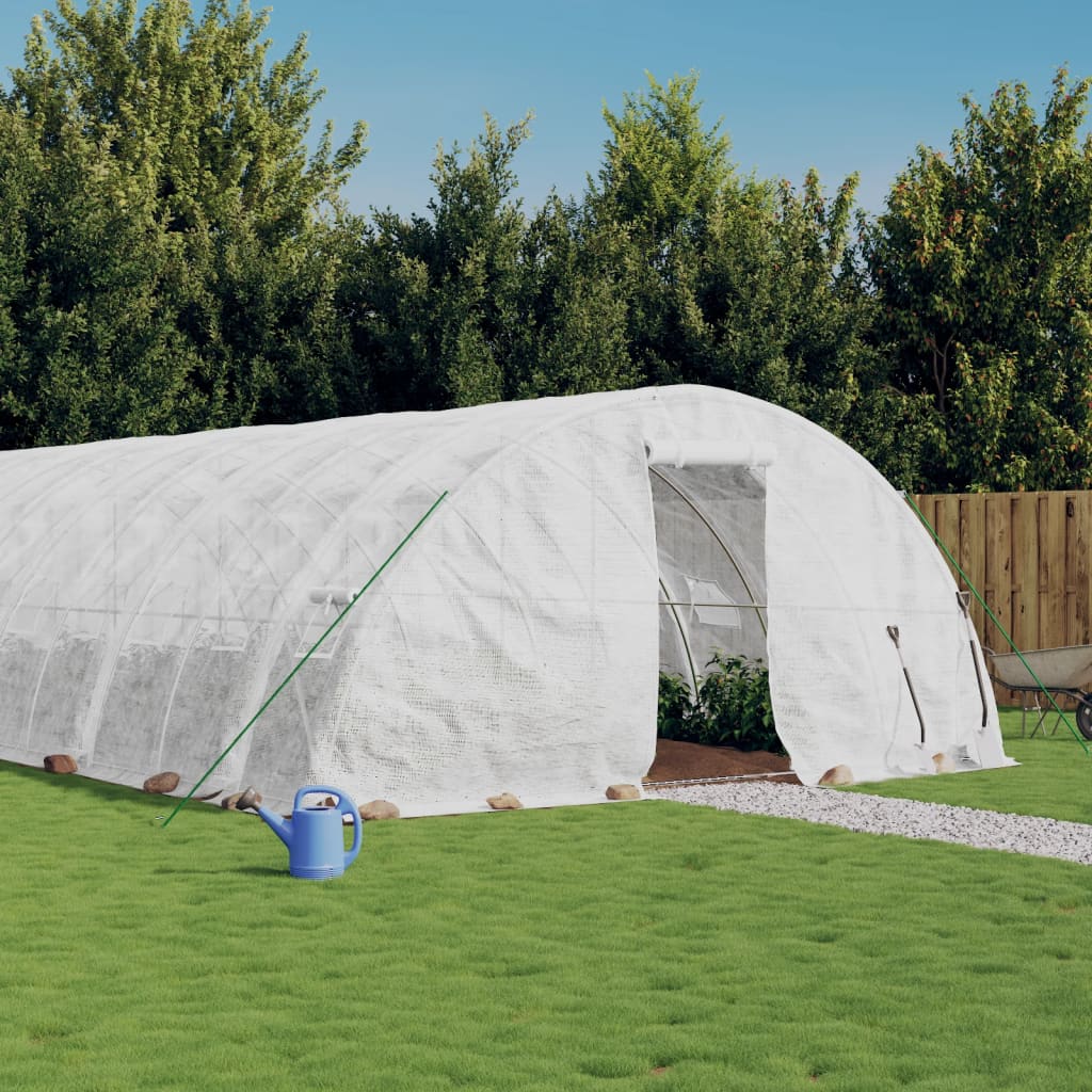 vidaXL Serre avec cadre en acier blanc 40 m² 8x5x2,3 m