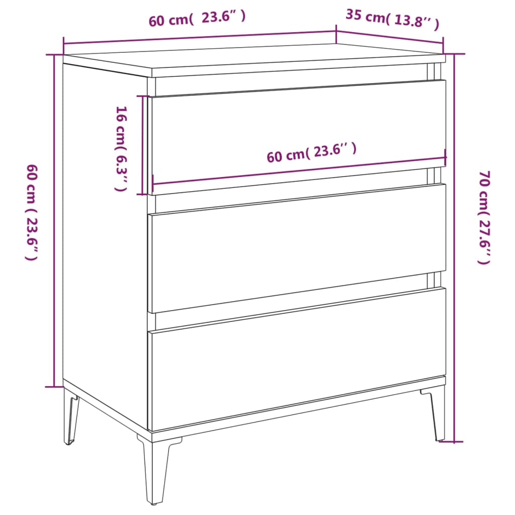 vidaXL Buffet Chêne fumé 60x35x70 cm Bois d'ingénierie