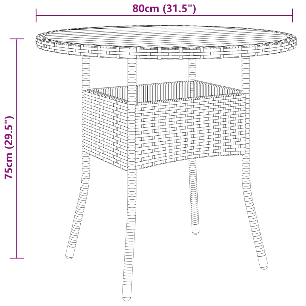 vidaXL Ensemble à manger de jardin 3 pcs Résine tressée Noir