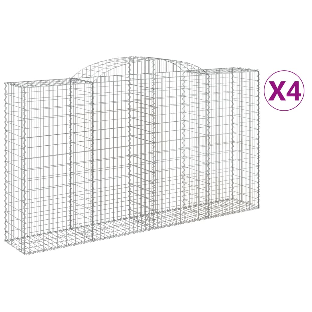 vidaXL Paniers à gabions arqués 4 pcs 300x50x160/180 cm fer galvanisé