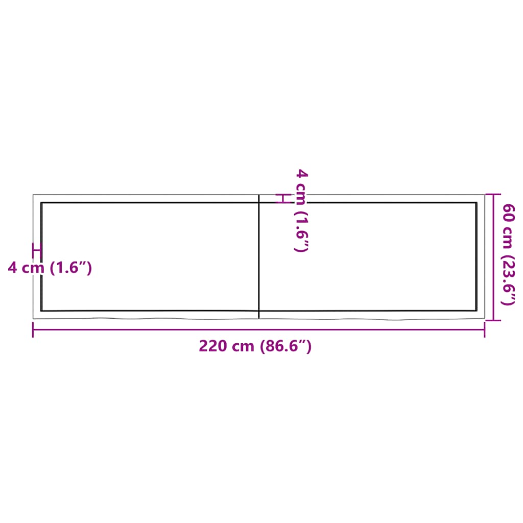 vidaXL Comptoir de salle de bain marron 220x60x(2-6) cm bois traité