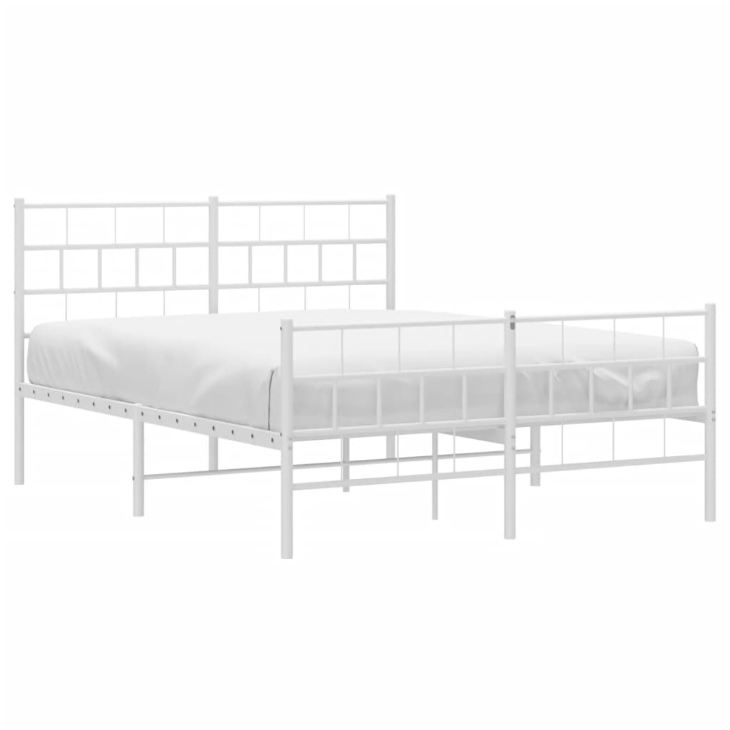 vidaXL Cadre de lit métal sans matelas et pied de lit blanc 140x190 cm