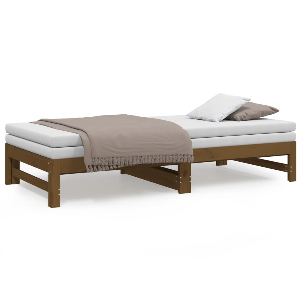 vidaXL Lit coulissant sans matelas marron miel 2x(75x190) cm