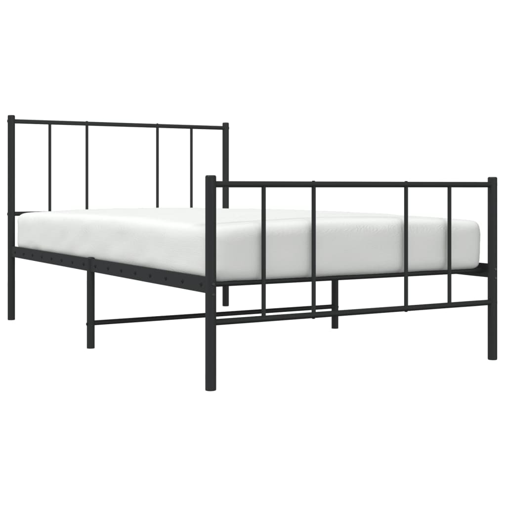 vidaXL Cadre de lit métal sans matelas avec pied de lit noir 90x190 cm