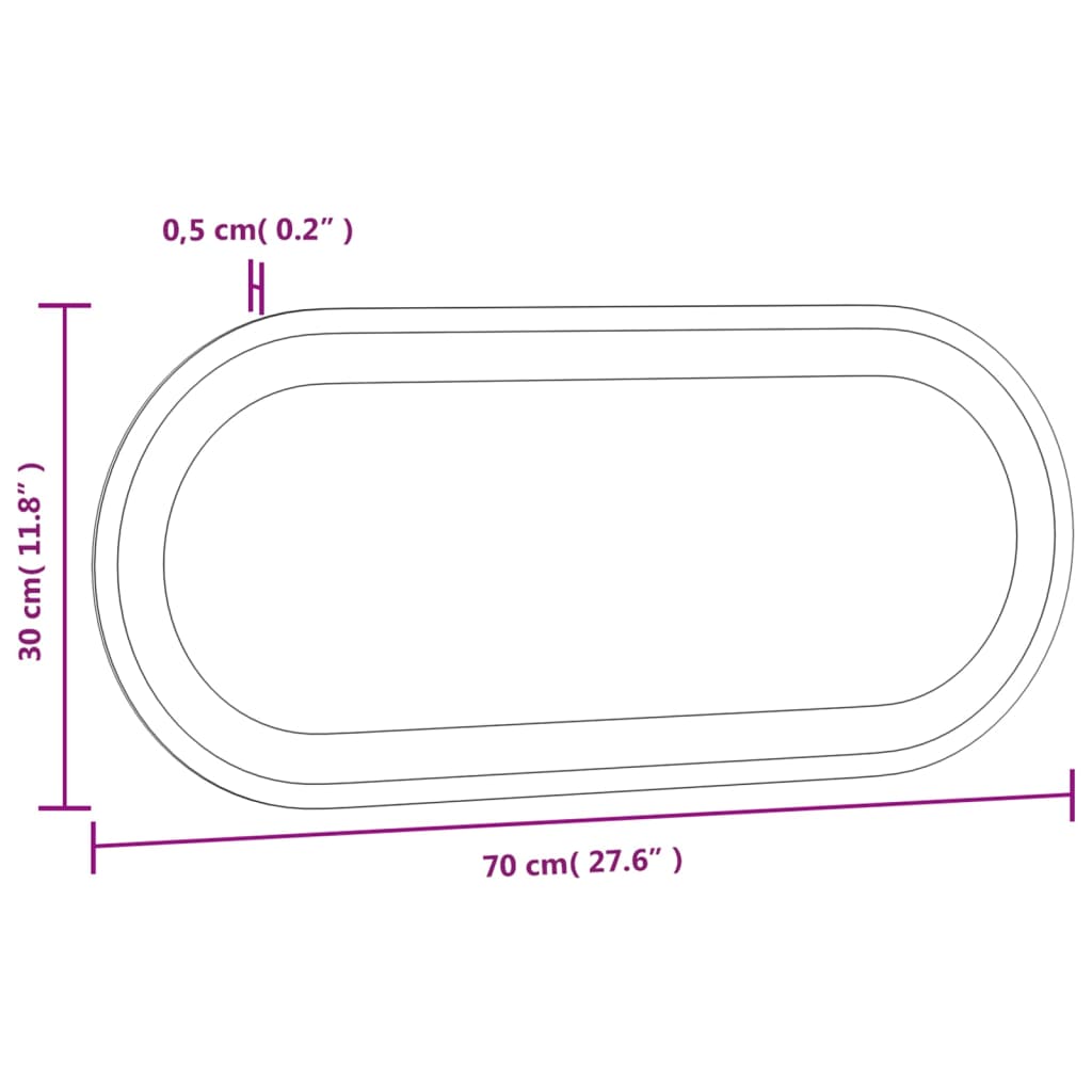 vidaXL Miroir de salle de bain à LED 70x30 cm ovale