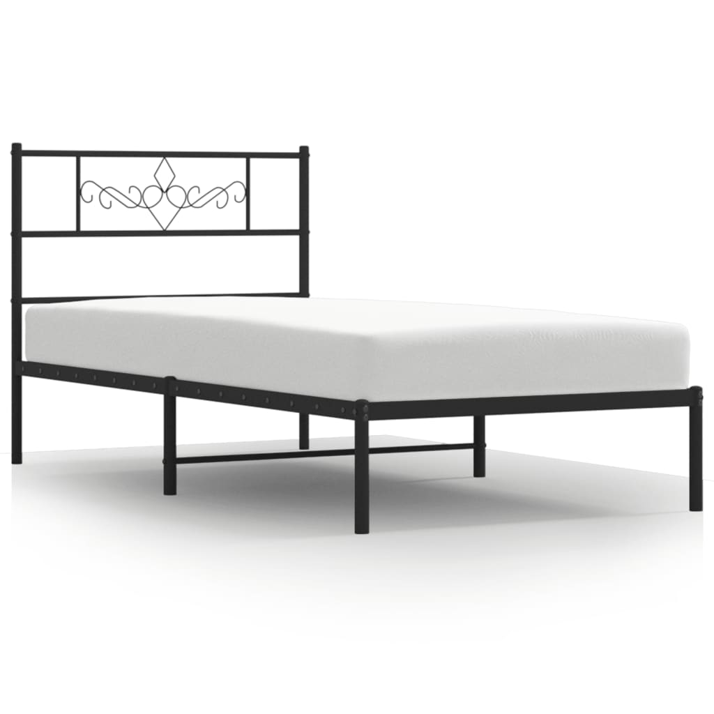 vidaXL Cadre de lit métal sans matelas avec tête de lit noir 100x190cm