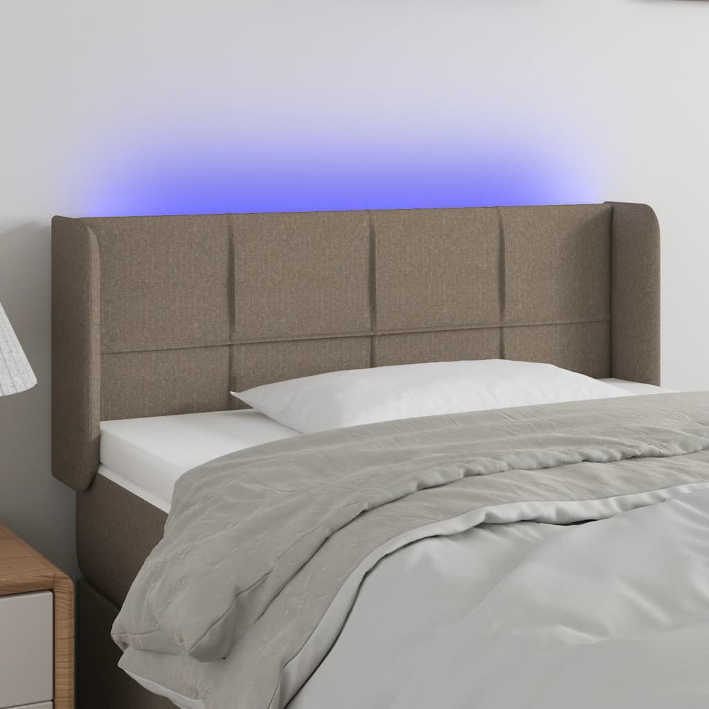 vidaXL Tête de lit à LED Taupe 93x16x78/88 cm Tissu